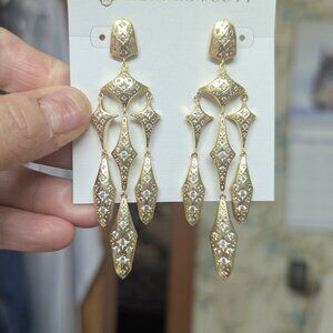 NWT Gold Holland statement earrings with crystals